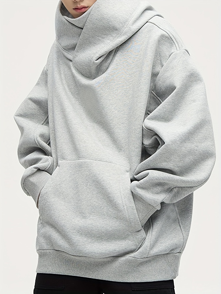 mens heavy plush hoodie ninja oversize shoulder pullover novelty hoodie hoodie details 1
