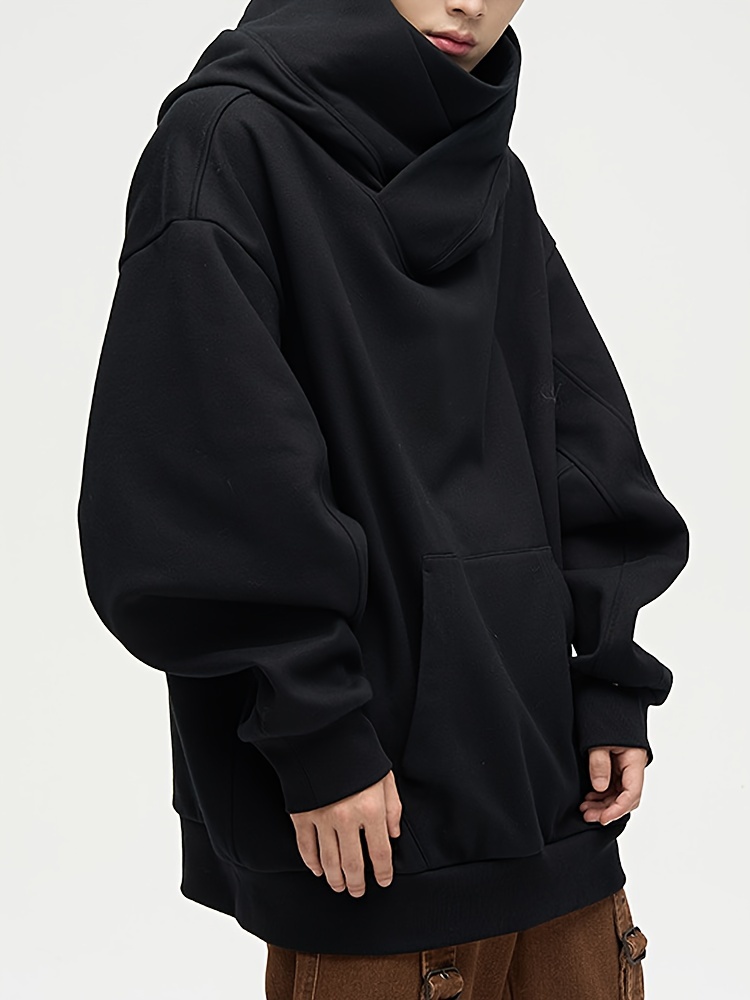 mens heavy plush hoodie ninja oversize shoulder pullover novelty hoodie hoodie details 4