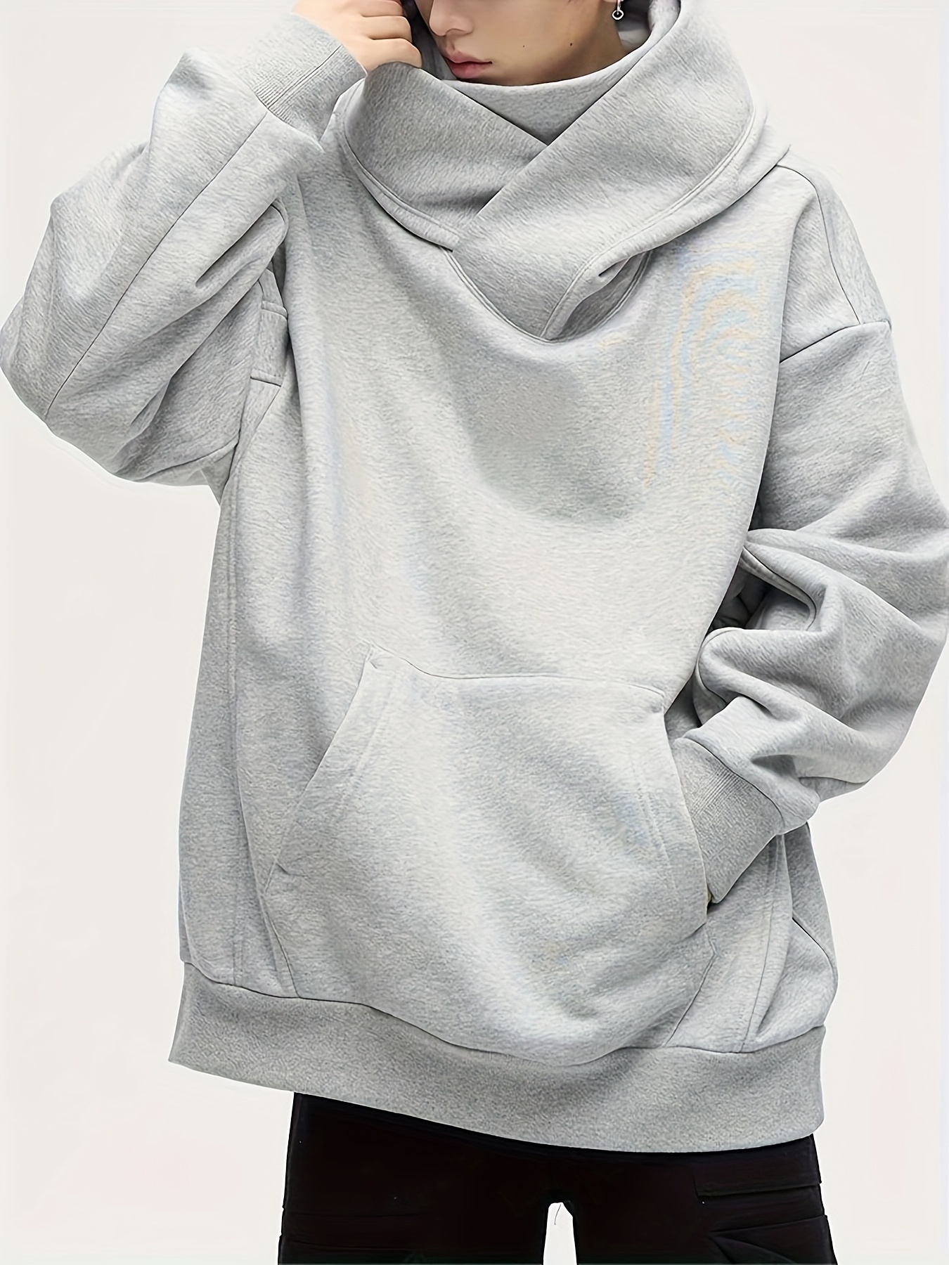 mens heavy plush hoodie ninja oversize shoulder pullover novelty hoodie hoodie details 5