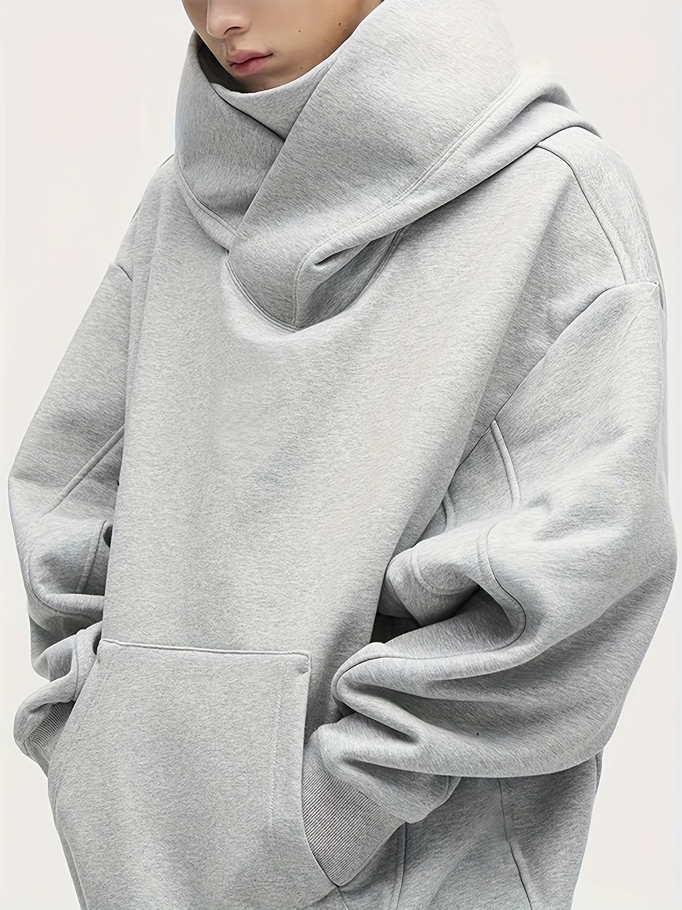 mens heavy plush hoodie ninja oversize shoulder pullover novelty hoodie hoodie details 7