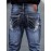 ESDVQ Men's Vintage-Inspired Embroidered Stretch Jeans - Slim Fit, Cotton Blend Denim with Pockets