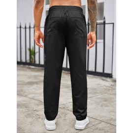 1pc Men'S Casual Cotton Drawstring Pants - Solid Color, Non-Stretch Fabric, Regular Fit, All-Season Straight Leg Cargo Trousers