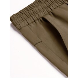 1pc Men'S Casual Cotton Drawstring Pants - Solid Color, Non-Stretch Fabric, Regular Fit, All-Season Straight Leg Cargo Trousers