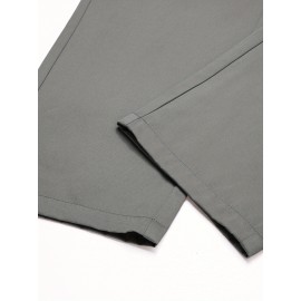 1pc Men'S Casual Cotton Drawstring Pants - Solid Color, Non-Stretch Fabric, Regular Fit, All-Season Straight Leg Cargo Trousers