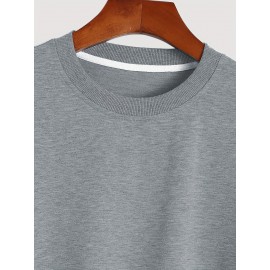 Featuring Textures Design Letter BOYS CLUB Printed Men's Crew Neck And Long Sleeve Sweatshirt, Casual Style, Breathable, Comfortable, Stylish Street Fashion Pullover Sweatshirt