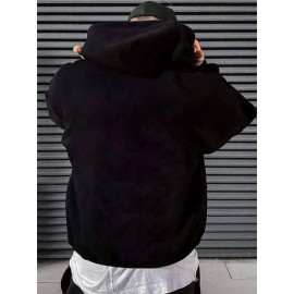 ME VS ME Print, Men's Casual and Cozy Hoodies, Trendy Long Sleeve Hooded Sweatshirt, Casual Versatile Top for Autumn Winter