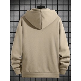 Men's Fashion Cross Print Long Sleeve Hoodie - Classic Zip-Up Design, Casual Style, Ideal For Fall And Winter