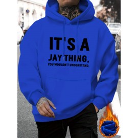 IT'S A JAY THING Print Hoodie, Cool Hoodies For Men, Casual Hooded Sweatshirt With Kangaroo Pocket For Winter And Fall